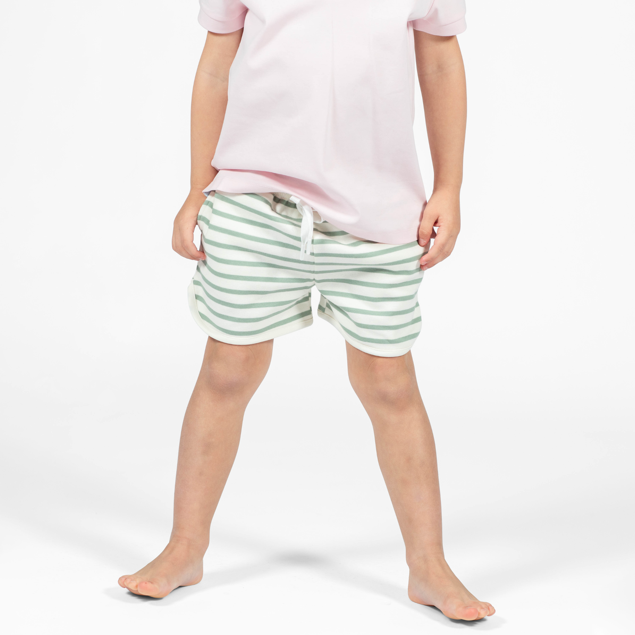 Cozy Coverup Shorts in Green & White Stripe - henry duvall