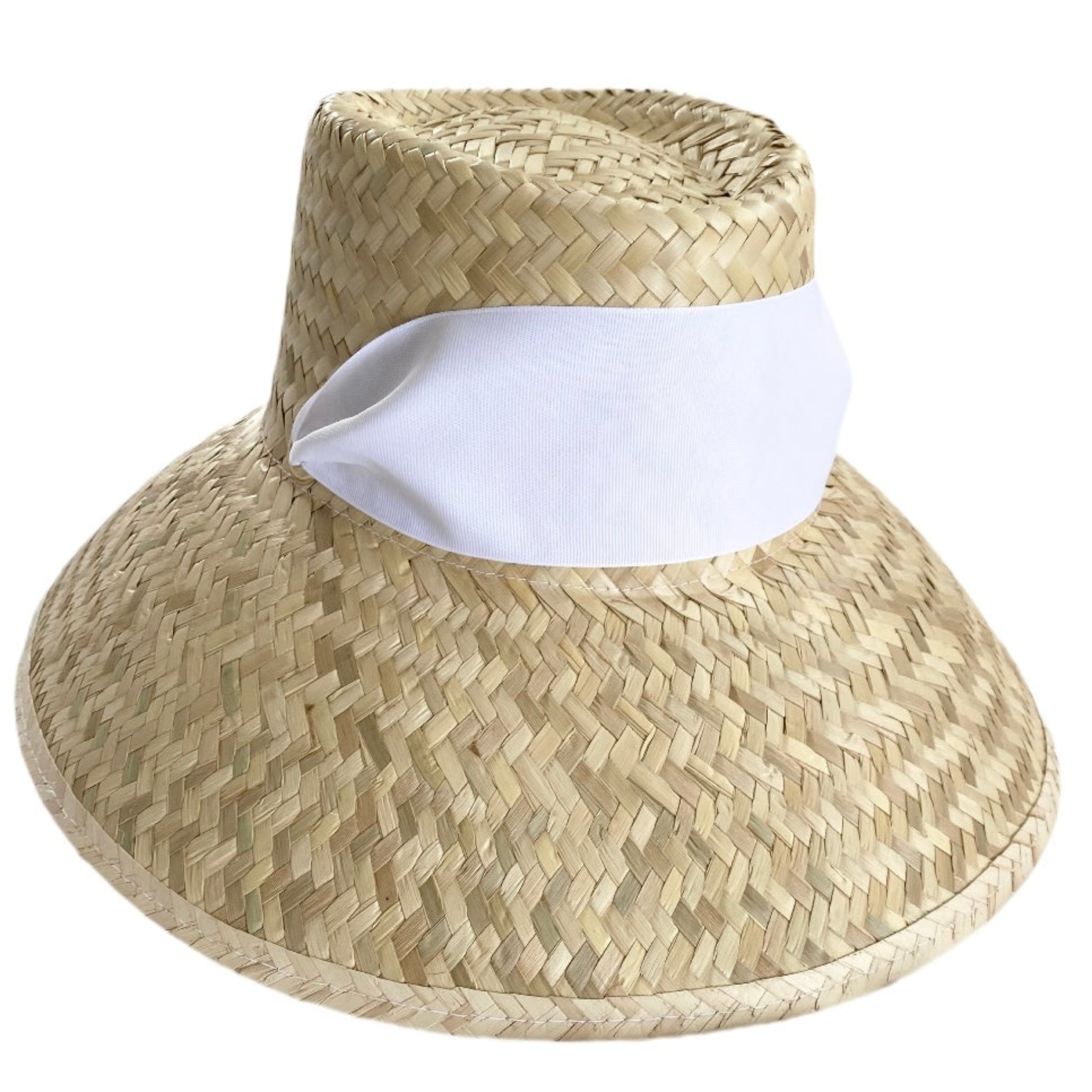 Amaryllis Sun Hat - White Wide & Short Grosgrain Ribbon - Henry Duvall