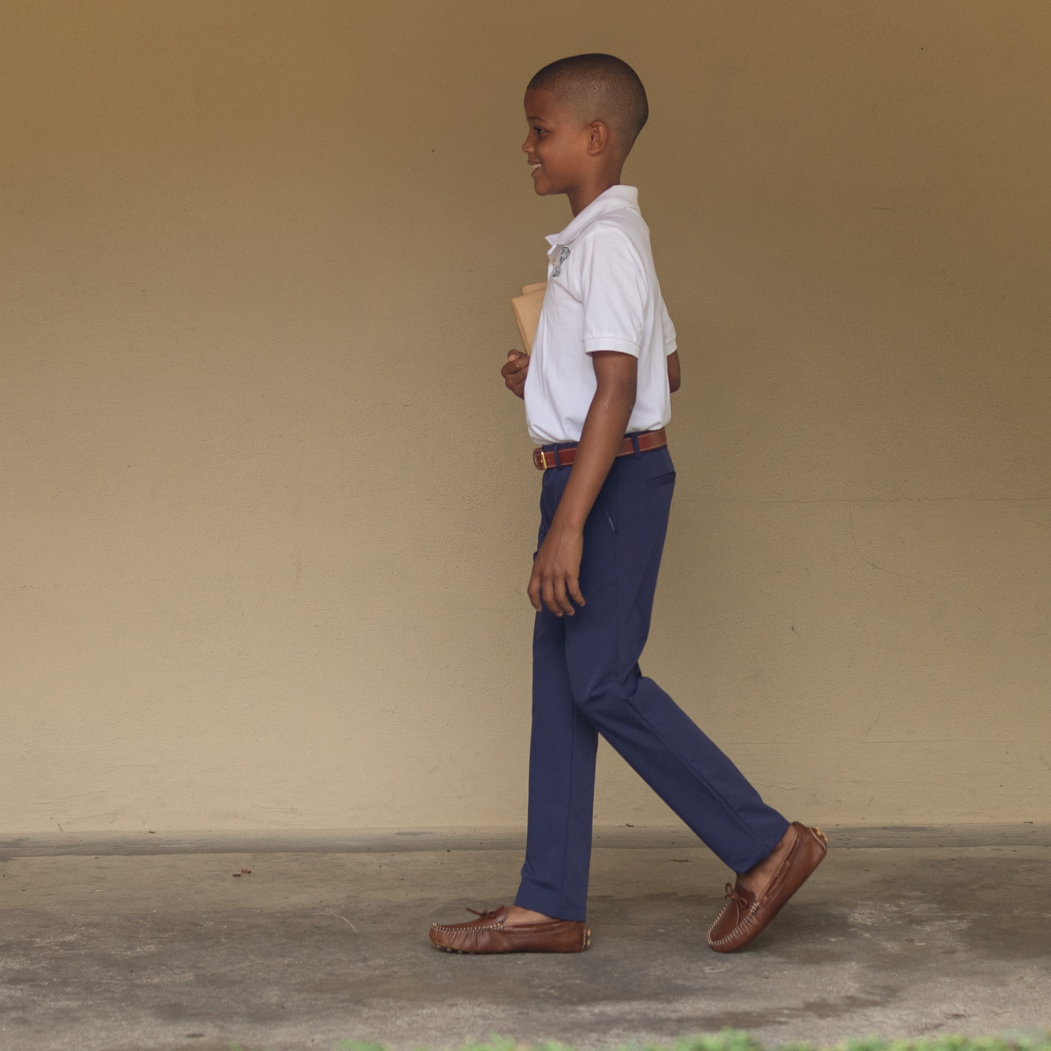 Henry Duvall boys' navy and khaki dress pants, wrinkle-resistant performance trousers with flat front and elastic back, classic boys fall church and school pants