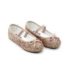 Girls glitter ballet flats by L’Amour with elastic strap and cushioned insole, perfect for parties, holidays, and pairing with Henry Duvall dresses