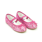Girls glitter ballet flats by L’Amour with elastic strap and cushioned insole, perfect for parties, holidays, and pairing with Henry Duvall dresses
