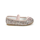 Girls glitter ballet flats by L’Amour with elastic strap and cushioned insole, perfect for parties, holidays, and pairing with Henry Duvall dresses
