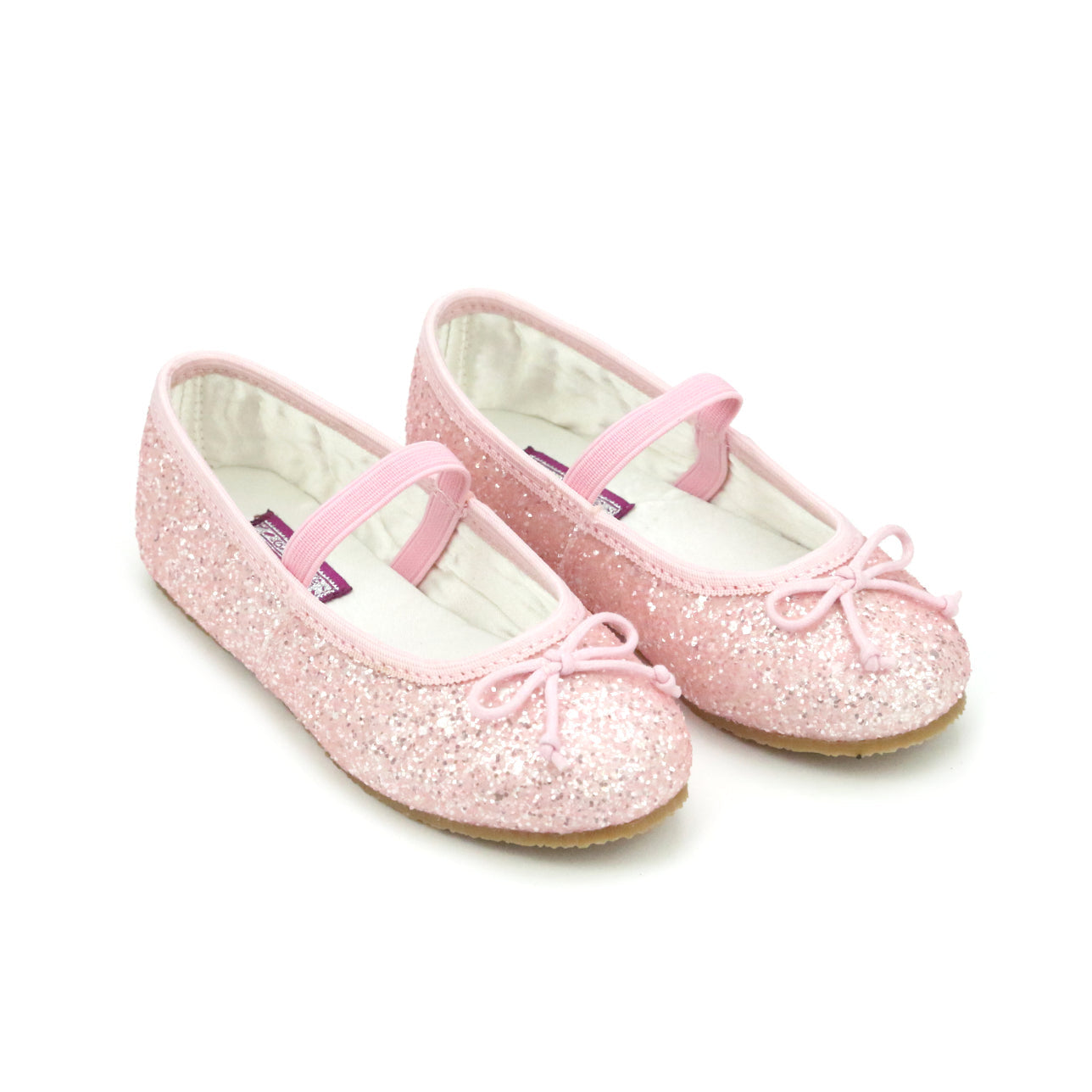 Girls glitter ballet flats by L’Amour with elastic strap and cushioned insole, perfect for parties, holidays, and pairing with Henry Duvall dresses