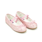 Girls glitter ballet flats by L’Amour with elastic strap and cushioned insole, perfect for parties, holidays, and pairing with Henry Duvall dresses