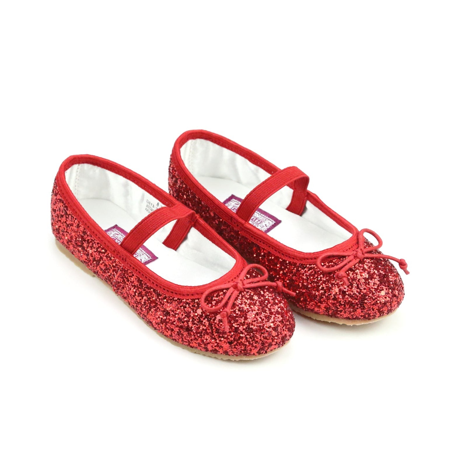 Girls glitter ballet flats by L’Amour with elastic strap and cushioned insole, perfect for parties, holidays, and pairing with Henry Duvall dresses
