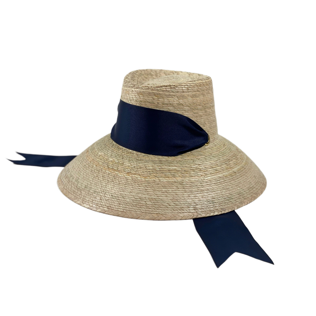 Wildflower Sun Hat - Navy Wide & Short Grosgrain Ribbon - HENRY DUVALL