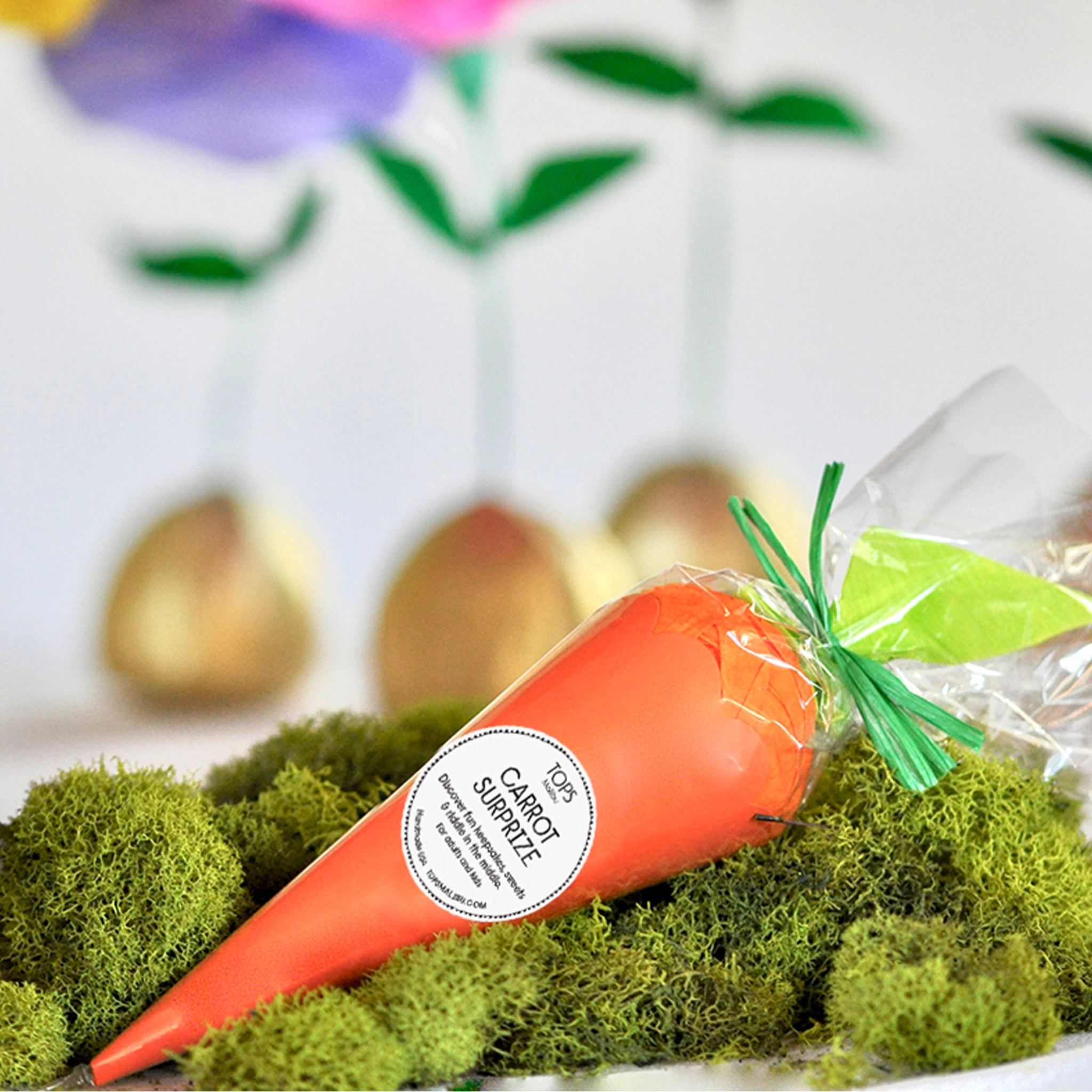 Easter Surprize Cone by TOPS Malibu filled with small springtime toys and treats.