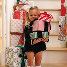 Baby girls’ Long Sleeve Grace Bubble in Grafton Green Velvet with a white pleated collar, waist and cuff trim.