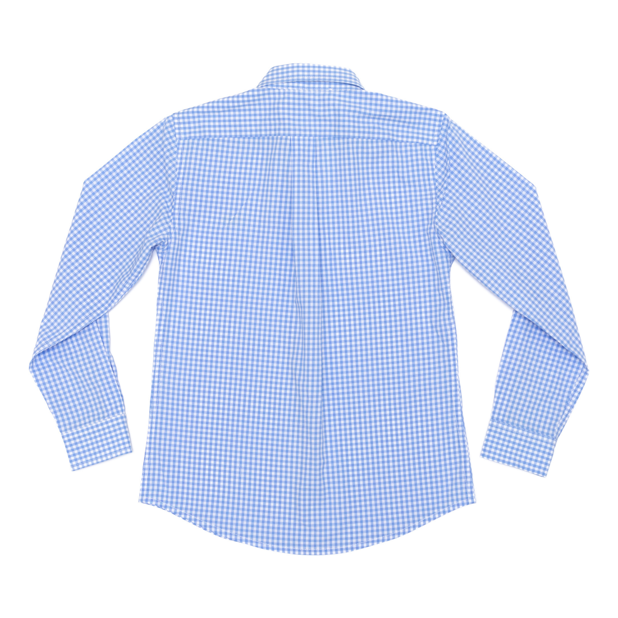 Henry Duvall Bennett Button Down in Charles Street Check blue gingham, classic boys fall dress shirt perfect for pairing with khaki corduroy trousers and coordinating sibling sets