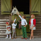 Classic boys’ holiday trousers in traditional Townsend Tartan with red and green plaid – perfect for family photos and festive occasions