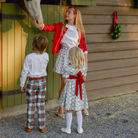 Classic boys’ holiday trousers in traditional Townsend Tartan with red and green plaid – perfect for family photos and festive occasions