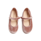 Rose pink velvet Mary Jane shoes by Childrenchic with Velcro strap, perfect for pairing with Henry Duvall Beacon Hill Blooms fall outfits