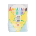 Pack of paper masks with crayon design and colorful labels on a white background