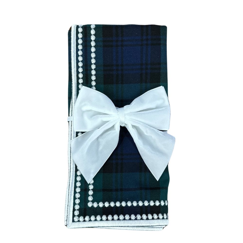 White: Velvet Bow Napkin Ties, Set of 4 - Henry Duvall