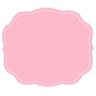 Pink placemat with scalloped edge on a white background
