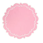 Pink decorative oval with white dots on a white background