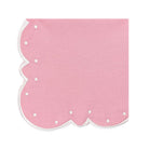 Pink scalloped edge napkin on a white background