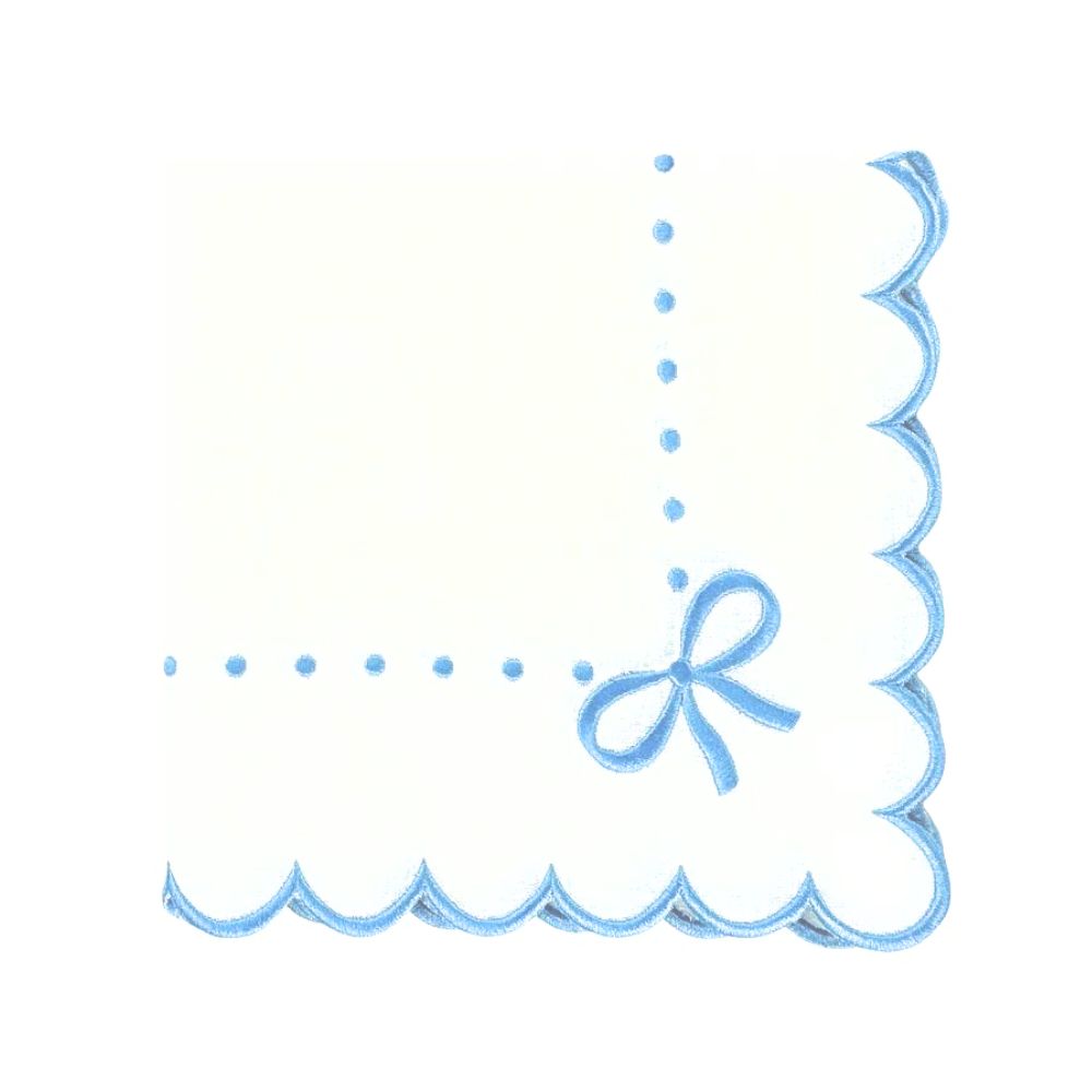 Studio Collection: Juliet Bows Napkins in White & Blue, Set of 4 - Henry Duvall