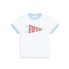 Henry Duvall Pennant Tee featuring appliqué grade pennant, classic back-to-school shirt for kindergarten through fifth grade, perfect for first day of school photos and school milestone celebrations.