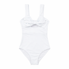 Classic women’s one piece swimsuit with flattering cutouts, bow detail, and full coverage in UPF 50+ swim fabric by Henry Duvall