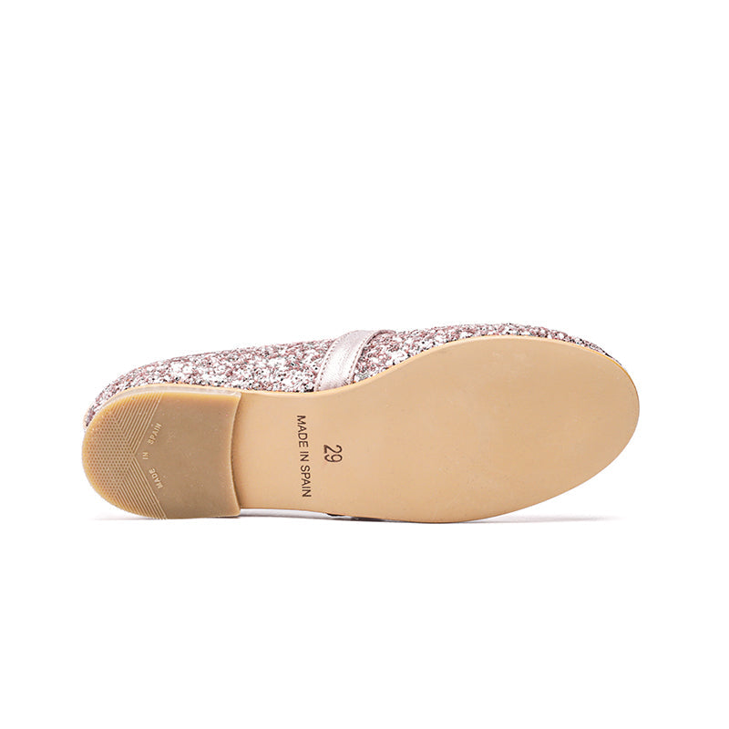 Childrenchic Stella silver glitter Mary Jane shoes for girls with adjustable strap, perfect for fall parties, holiday outfits, and sparkling special occasion style at Henry Duvall