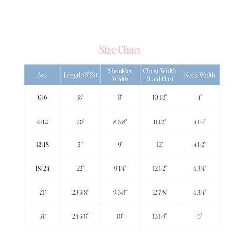 Charlie Bubble in Smocked Sailboats size chart