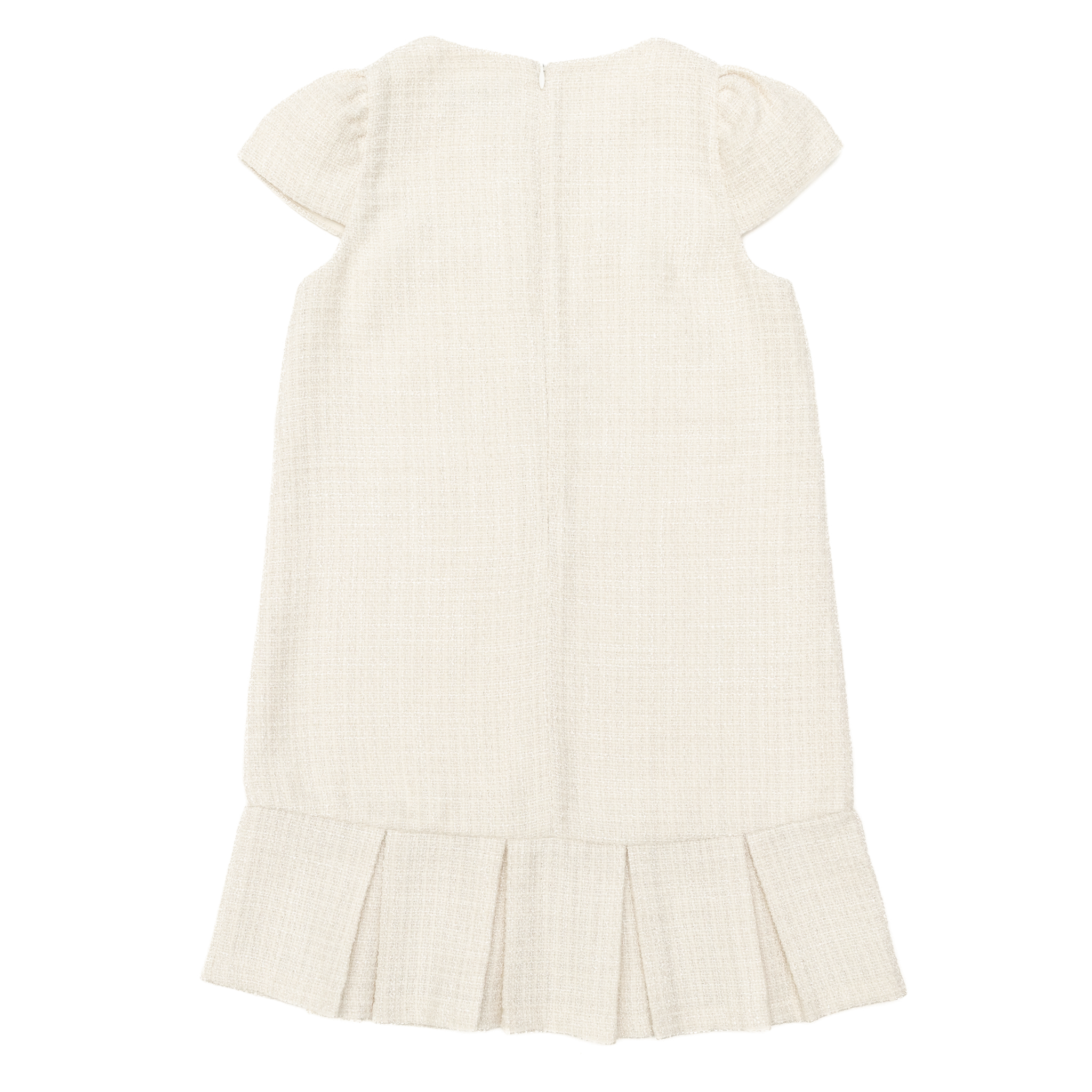 Henry Duvall girls Charlotte Dress in soft textured tweed, a timeless cream dress designed for parties and elevated everyday wear.