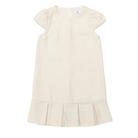 Henry Duvall Charlotte Dress for girls in cream tweed, a classic older girls dress with cap sleeves and box pleat hem.