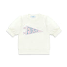 Henry Duvall Pennant Tee featuring appliqué grade pennant, classic back-to-school shirt for kindergarten through fifth grade, perfect for first day of school photos and school milestone celebrations.