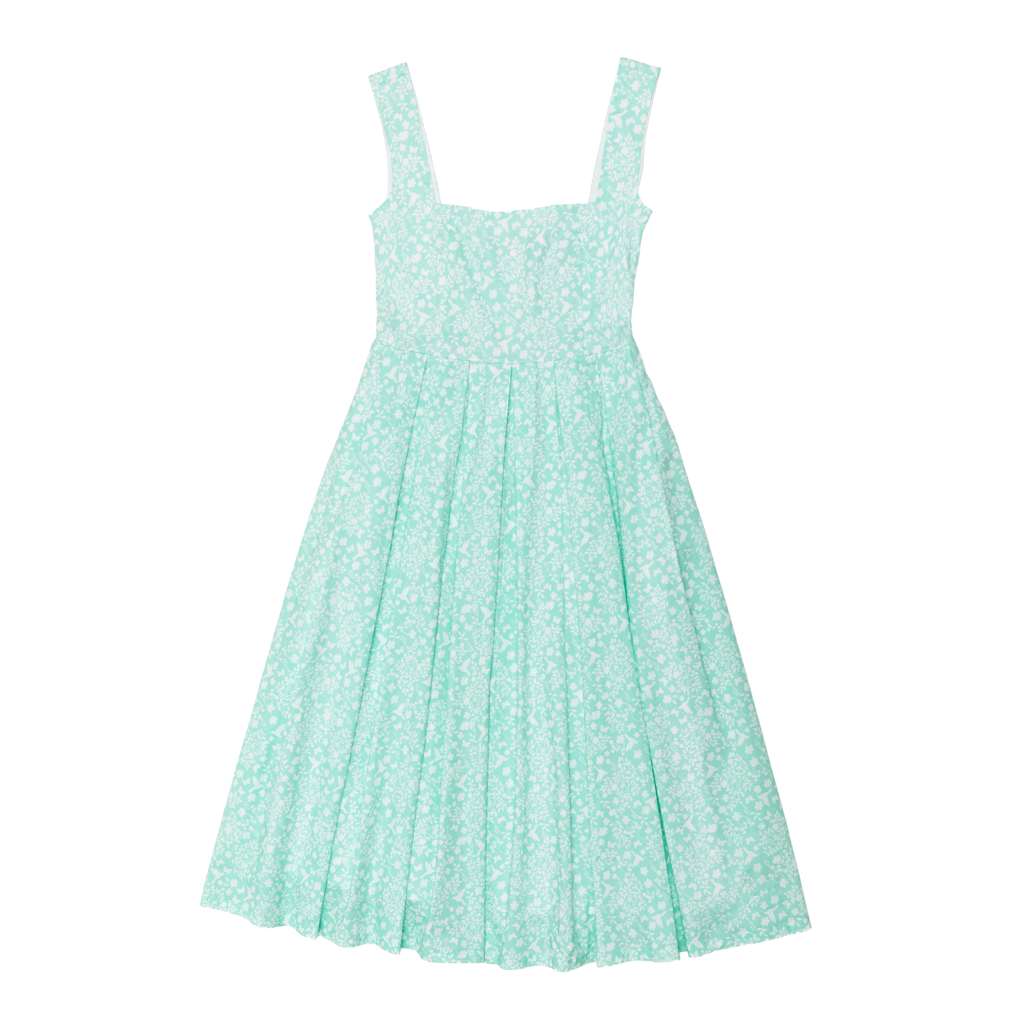 Henry Duvall Ava Dress for women in Manor Garden print, a feminine midi dress with square neckline and full gathered skirt.