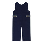 Boys’ Louis Longall in Midnight Blue Corduroy with Tinsel Tartan tabs, HD gold buttons, and full tartan lining designed to show when the cuffs are rolled.