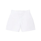 Boys’ white spring dress shorts in crisp cotton with flat front and elastic back waistband, by Henry Duvall – versatile for Easter, portraits, and warm-weather occasions.