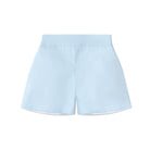 Boys’ light blue spring dress shorts in crisp cotton with flat front and elastic back waistband, by Henry Duvall – versatile for Easter, portraits, and warm-weather occasions.