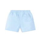 Henry Duvall Liam boys shorts in blue with red white and blue star embroidery, classic preppy patriotic shorts for Memorial Day, 4th of July, and summer wear