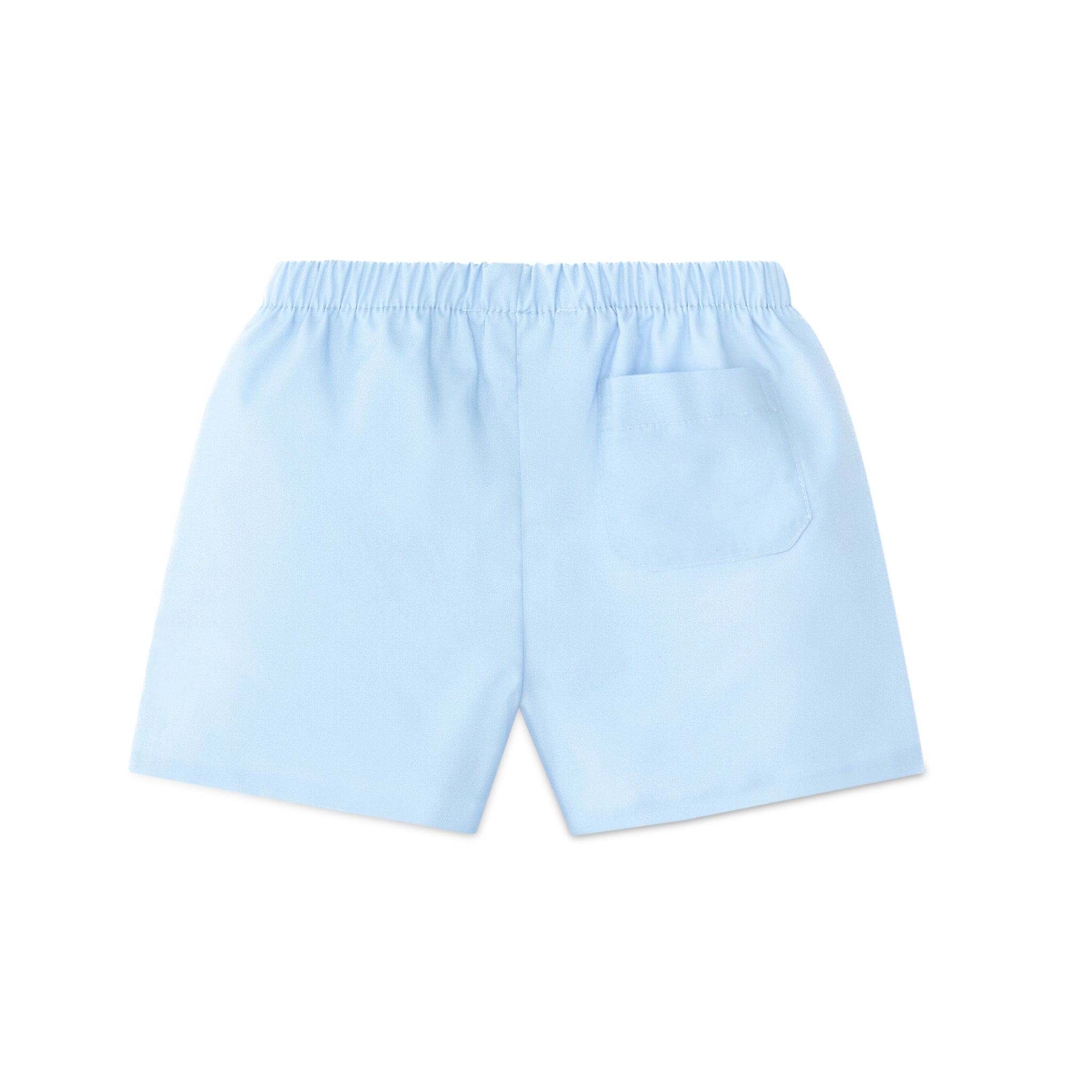 Henry Duvall Liam boys shorts in blue with red white and blue star embroidery, classic preppy patriotic shorts for Memorial Day, 4th of July, and summer wear