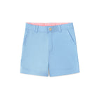Henry Duvall Wyatt boys shorts in East Beach Blue with Seaside Stripe cuff, classic preppy summer shorts for Memorial Day, 4th of July, and everyday wear