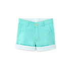 Boys convertible cuffed shorts with contrast trim, adjustable from casual to Bermuda-length, perfect for play, parties, and church.
