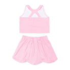 Henry Duvall girls pink gingham athleisure set with scalloped skort and matching sleeveless top, classic preppy active outfit for summer and tennis.