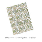 Harvest Fable tablecloth with green and gold block print, styled for Thanksgiving with gingham accents