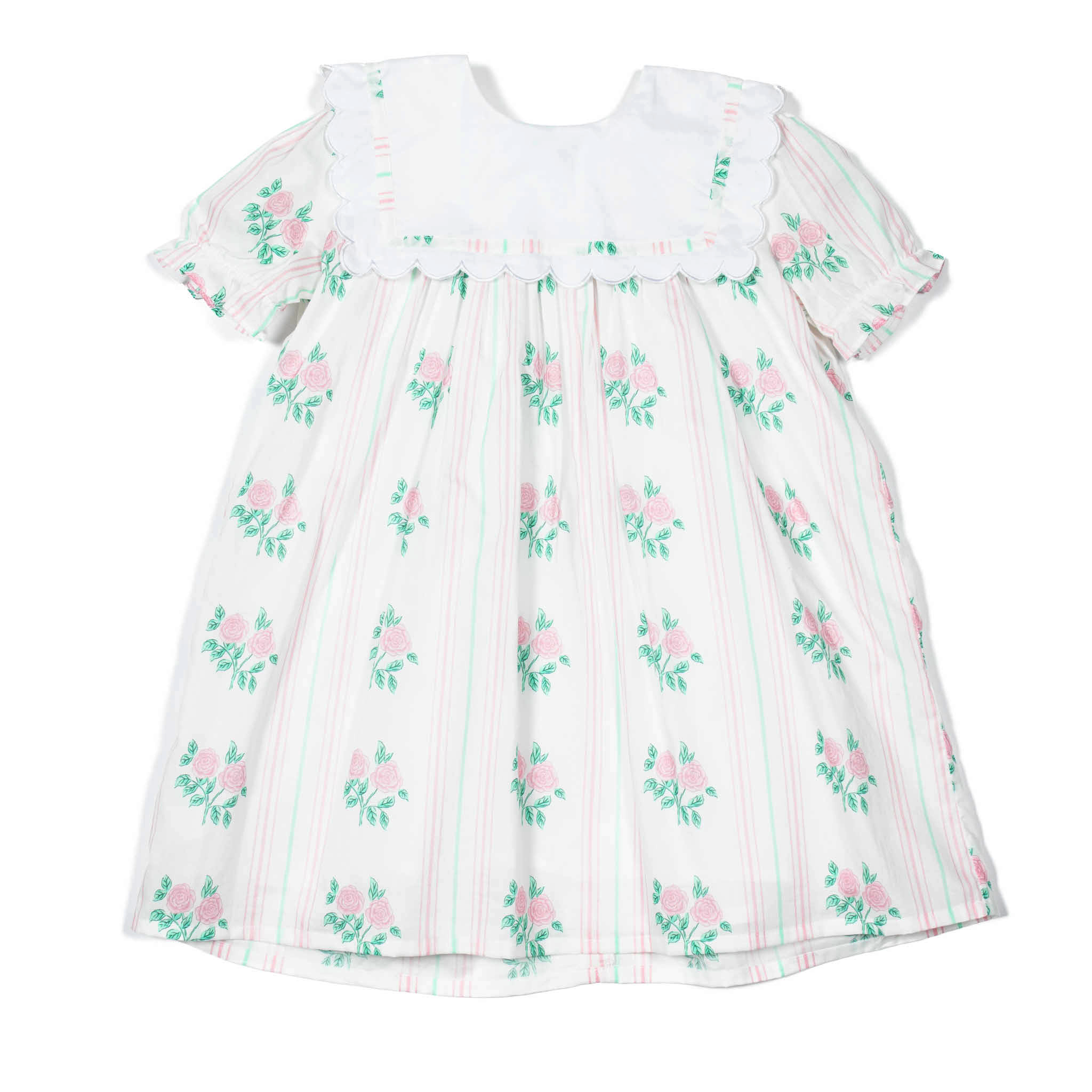 Short Sleeve Isla Dress in Vintage Floral Stripe - Henry Duvall