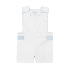 Henry Duvall James Henry Jon Jon for toddler boys in white piqué with Seaside Stripe trim, a classic and traditional summer one-piece