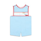 Henry Duvall Jennings Jon Jon in light blue with crayon embroidery, classic toddler boy back-to-school outfit for first day of school photos and fall occasions.