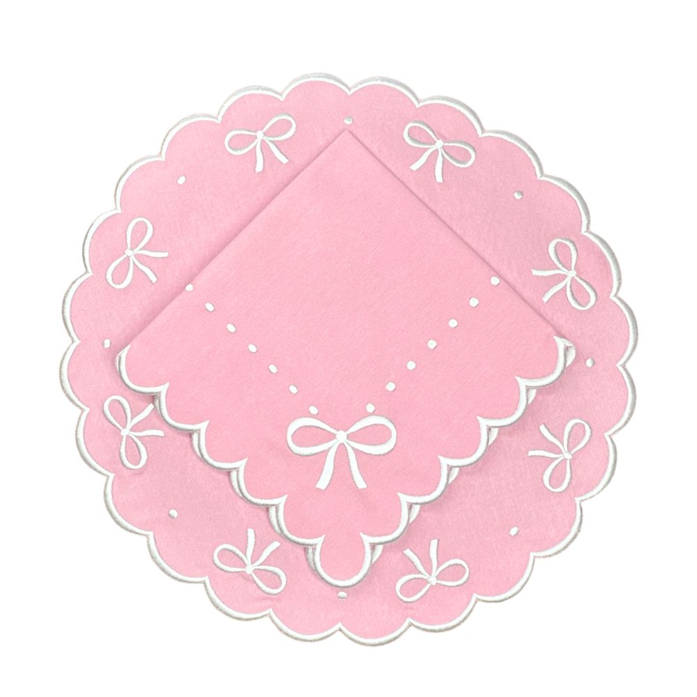 Juliet Bows Napkin in Pink, Set of 4 - Henry Duvall