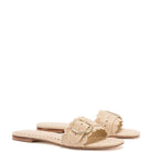 Ivy Broderie Flat Mule In Beige Raffia - Henry Duvall