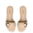 Ivy Broderie Flat Mule In Beige Raffia - Henry Duvall