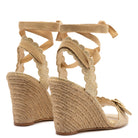 Poppy Wedge In Gold Metallic Raffia - Henry Duvall