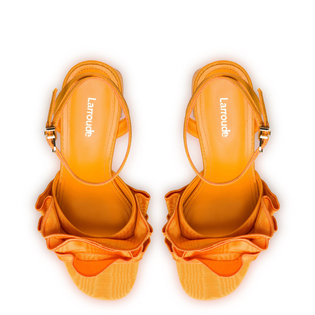 Selena Ruffle Sandal In Mango Fabric - Henry Duvall