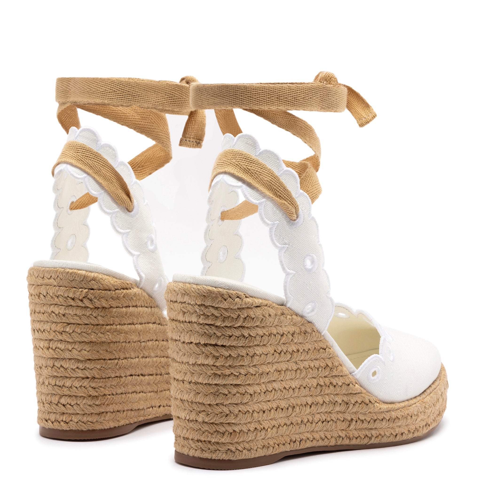 Poppy Espadrille In White Fabric - Henry Duvall