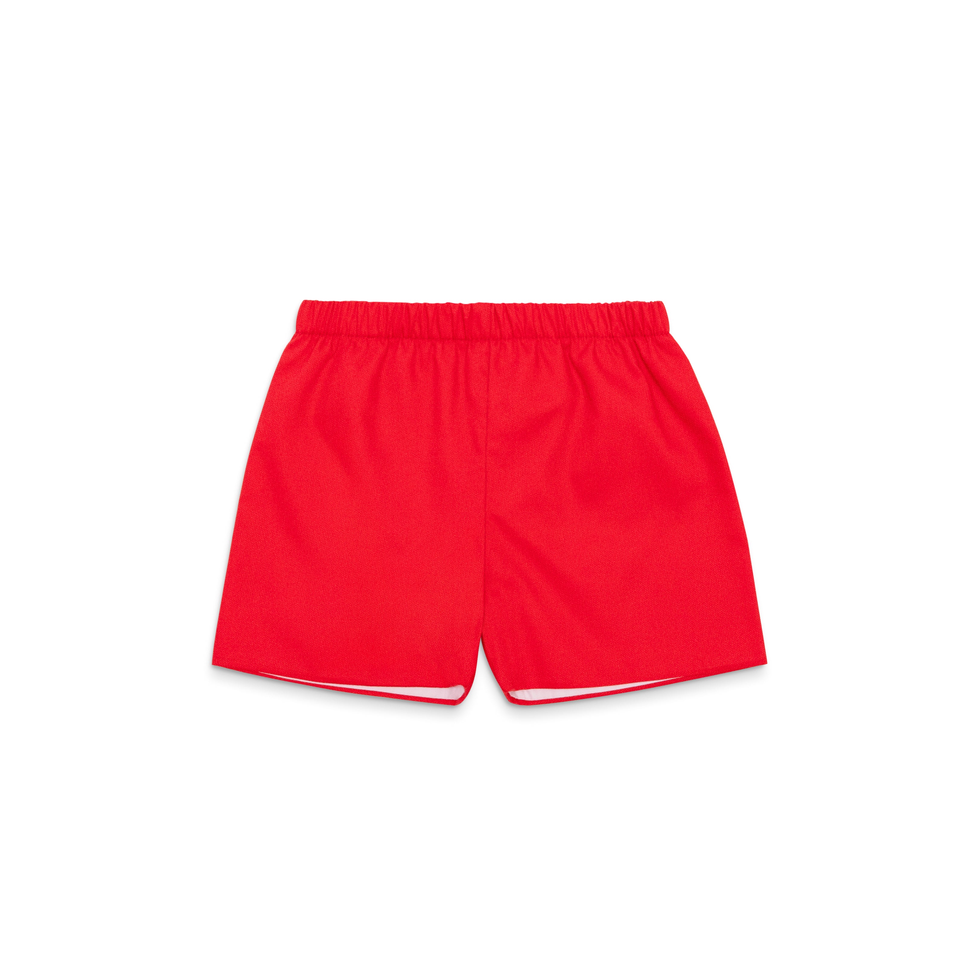 Henry Duvall Liam Shorts in Rhode Island Red cotton pique, classic boys back-to-school shorts with elastic waist for first day of school photos and everyday fall wear.