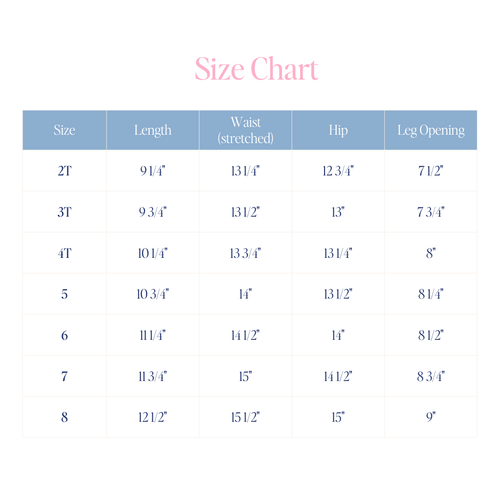 Liam Shorts in Bailey's Bay Blue Seersucker size chart